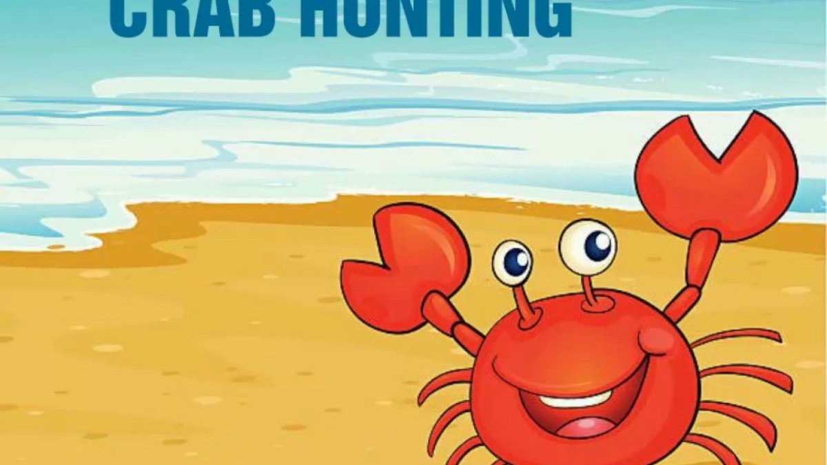Смешной Крабик на море нарисованный
