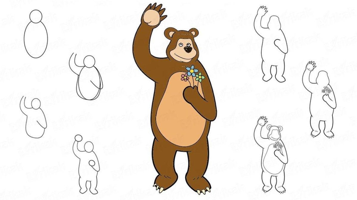 Медведь рисунок карандашом для детей