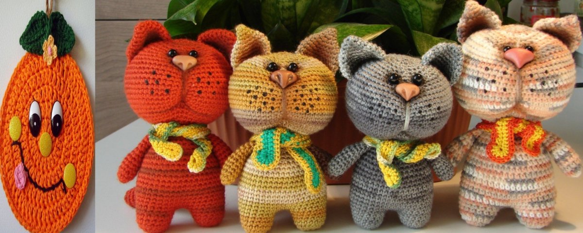 Вязаные коты МК игрушки