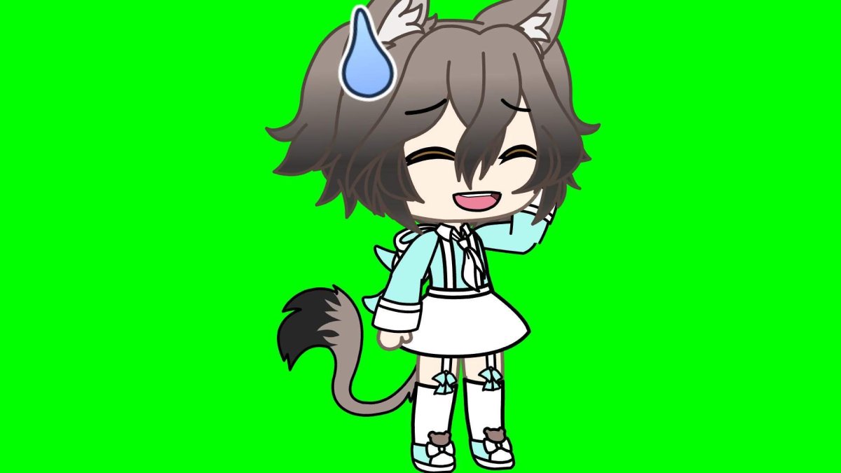 Gacha Life на зеленом фоне