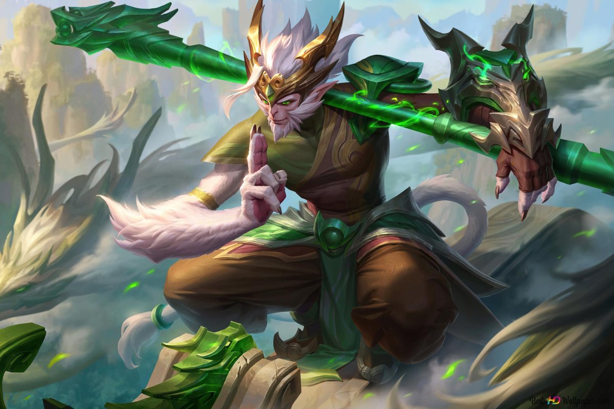 Jade Dragon Wukong Wild Rift Splash Art