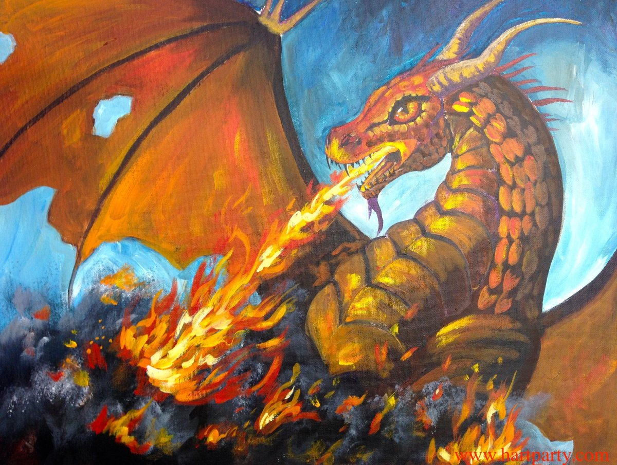 Дракон акриловыми красками
