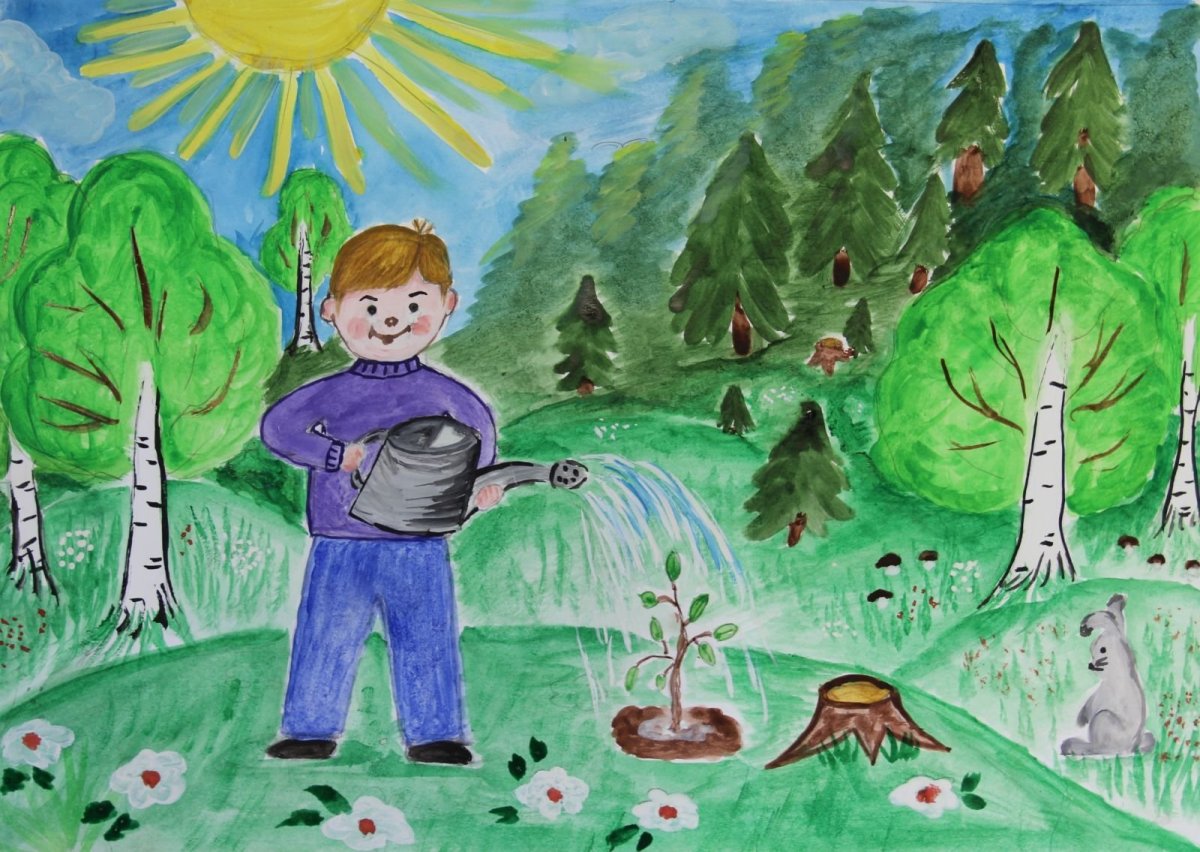 Рисунок на тему человек и природа