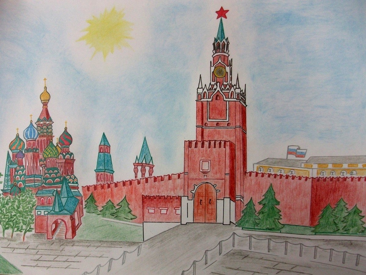 Красная площадь рисунок для детей